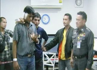 The Assailant demonstrates how he threatened the phone seller.